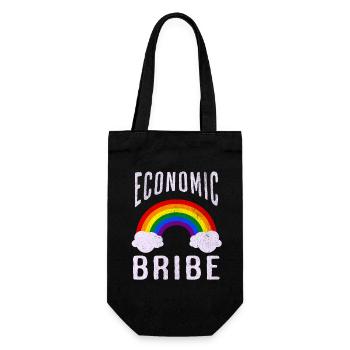 Wirtschaftliche Bestechung Sarkastischer Regenbogen - Geschenkbeutel für Flaschen - Schwarz - Vorne