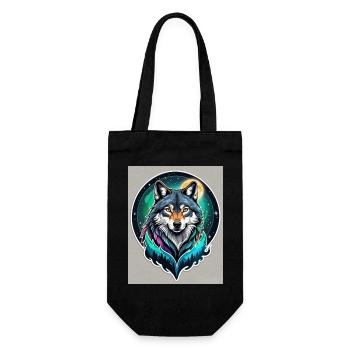 Aurora-Wolf im Mondlicht - Geschenkbeutel für Flaschen - Schwarz - Vorne