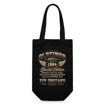 Oldtimer Baujahr 1984 Jahrgang Geburtstag Geschenk - Geschenkbeutel für Flaschen - Schwarz - Vorne