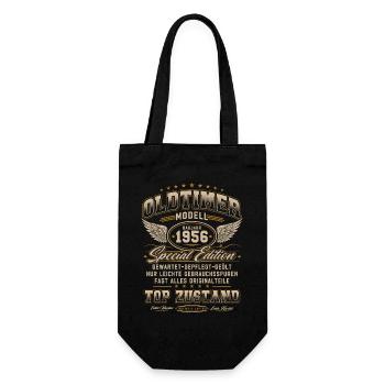 Oldtimer Baujahr 1956 Jahrgang Geburtstag Geschenk - Geschenkbeutel für Flaschen - Schwarz - Vorne
