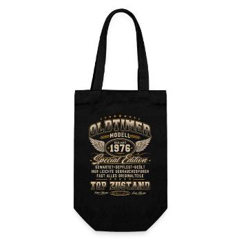 Oldtimer Baujahr 1976 Jahrgang Geburtstag Geschenk - Geschenkbeutel für Flaschen - Schwarz - Vorne