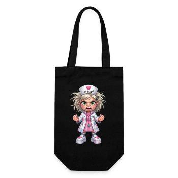 Dessin animé de l’infirmière folle - Sac à bouteille - noir - Devant