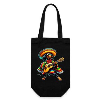 Cinco de Mayo Dachshund Mariachi Guitare - Sac à bouteille - noir - Devant