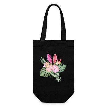 Tropical flower greeting - Gift Bag for Bottles - black - Front