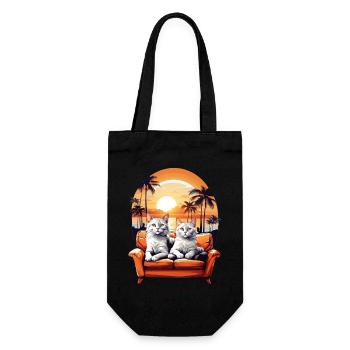 Katzen am Meer - Geschenkbeutel für Flaschen - Schwarz - Vorne