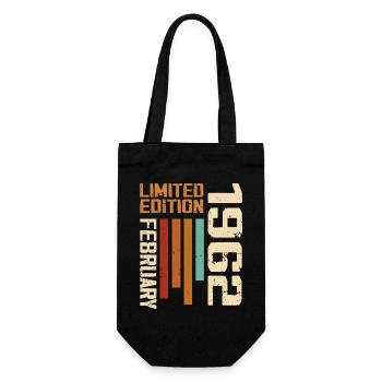Born in February 1962 Retro 1962 Birthday - Gift Bag for Bottles - black - Front