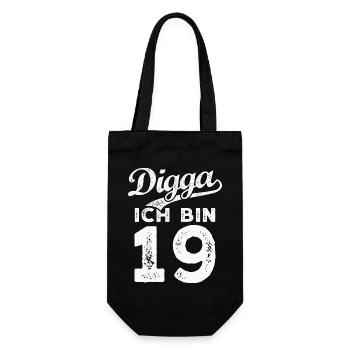 Digga Ich Bin 19 Jahre 19. Geburtstag - Geschenkbeutel für Flaschen - Schwarz - Vorne