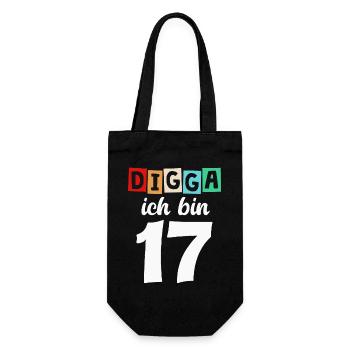 Digga Ich Bin 17 Jahre 17. Geburtstag - Geschenkbeutel für Flaschen - Schwarz - Vorne