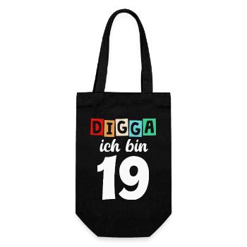 Digga Ich Bin 19 Jahre 19. Geburtstag - Geschenkbeutel für Flaschen - Schwarz - Vorne
