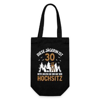 30. Geburtstag Jägerin 30 Jahre Jagd Hochsitz - Geschenkbeutel für Flaschen - Schwarz - Vorne