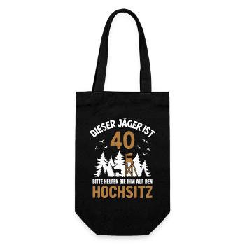40. Geburtstag Jäger 40 Jahre Jagd Hochsitz - Geschenkbeutel für Flaschen - Schwarz - Vorne
