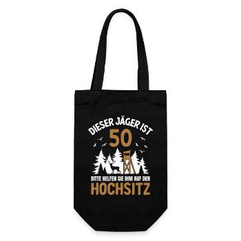 50. Geburtstag Jäger 50 Jahre Jagd Hochsitz - Geschenkbeutel für Flaschen - Schwarz - Vorne