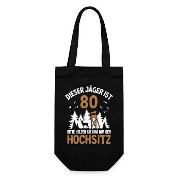 80. Geburtstag Jäger 80 Jahre Jagd Hochsitz - Geschenkbeutel für Flaschen - Schwarz - Vorne