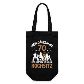 70. Geburtstag Jägerin 70 Jahre Jagd Hochsitz - Geschenkbeutel für Flaschen - Schwarz - Vorne