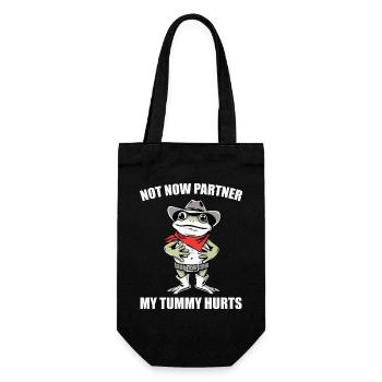 Not Now partner My Tummy Hurts | Cowboy Frog Funny - Gift Bag for Bottles - black - Front
