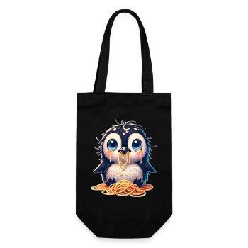 Cute Penguin Spaghetti Cartoon Clumsy - Gift Bag for Bottles - black - Front