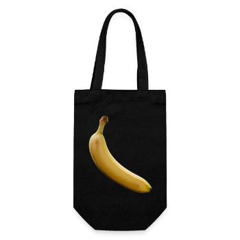 Banane Minimal Gelb Silhouette - Geschenkbeutel für Flaschen - Schwarz - Vorne