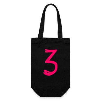 3 JAHRE. 3. JAHRESTAG. GEBURTSTAG 3 JAHRE. DREI - Geschenkbeutel für Flaschen - Schwarz - Vorne