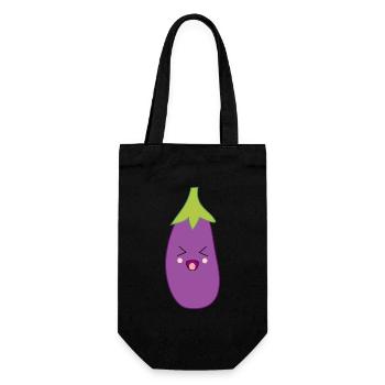 Kawaii Eggplant Kawaii Vegetable Kawaii Sticker - Gift Bag for Bottles - black - Front