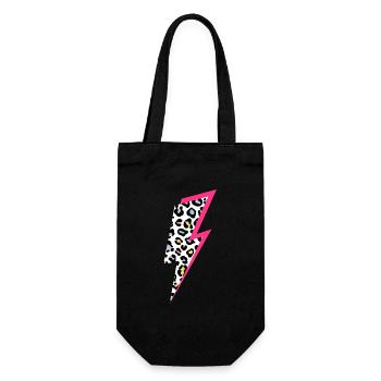 Blitz Leoparden Muster Pastellfarben mit Neon-Pink - Geschenkbeutel für Flaschen - Schwarz - Vorne