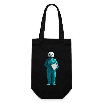 Panda - Geschenkbeutel für Flaschen - Schwarz - Vorne