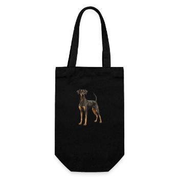 Doberman Hund Tier - Geschenkbeutel für Flaschen - Schwarz - Vorne