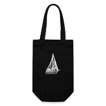 Sailboat with sail for captains and skippers - Gift Bag for Bottles - black - Front