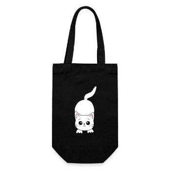 Cat White White Cats Kawaii Cat Cute - Gift Bag for Bottles - black - Front