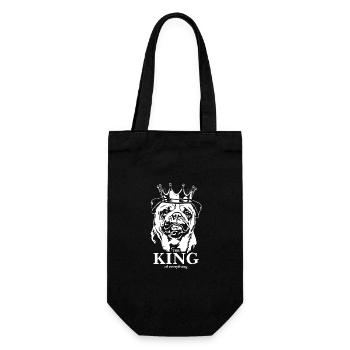 Pug King of everything Saying Dogs Wilsigns - Gift Bag for Bottles - black - Front