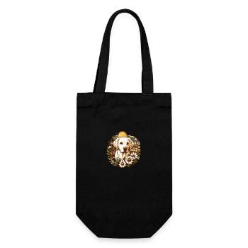 Blonde Labrador Retriever Cottage Core fleurs - Sac à bouteille - noir - Devant