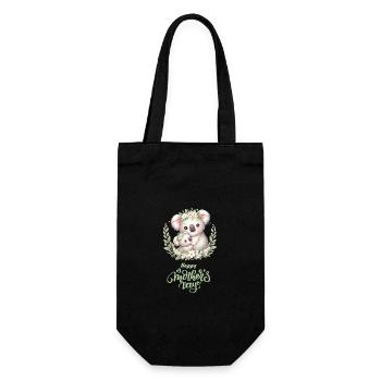 Koala Lover Hug Floral Mum Happy Mother's Day - Geschenkbeutel für Flaschen - Schwarz - Vorne