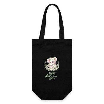 Best Mom Ever Koala Embrace Floral Wreath - Geschenkbeutel für Flaschen - Schwarz - Vorne