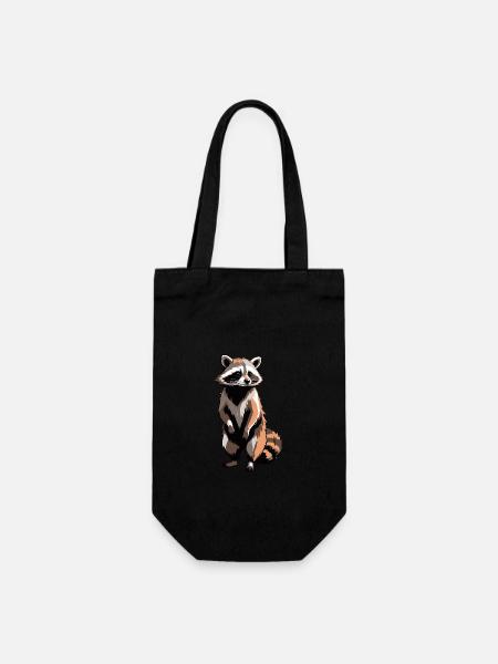 Waschbär - Cute Animal Sticker - Geschenkbeutel für Flaschen - Schwarz