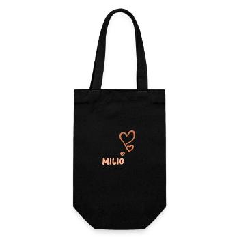 Milio als Vorname - Geschenkbeutel für Flaschen - Schwarz - Vorne
