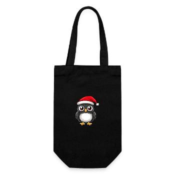 Eule Weihnachten Niedlich - Geschenkbeutel für Flaschen - Schwarz - Vorne