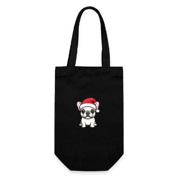 Buldog Français Chien Noël Mignon - Sac à bouteille - noir - Devant