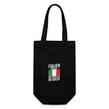 Italiener Deutschland Herz Italien - Geschenkbeutel für Flaschen - Schwarz - Vorne