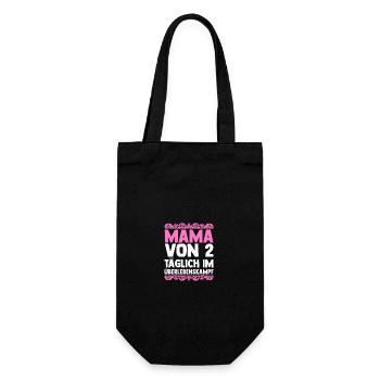 Mama Von 2 Kindern - Geschenkbeutel für Flaschen - Schwarz - Vorne