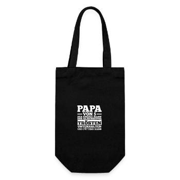 Papa Von 5 Kindern - Geschenkbeutel für Flaschen - Schwarz - Vorne