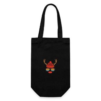 Weihnachtsmann Weihnachten Rentier - Geschenkbeutel für Flaschen - Schwarz - Vorne