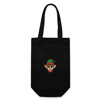 Santa Claus Christmas Elf Christmas Elf - Gift Bag for Bottles - black - Front