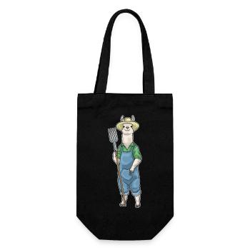 Lama Landwirt Mistgabel Bauernhof - Geschenkbeutel für Flaschen - Schwarz - Vorne