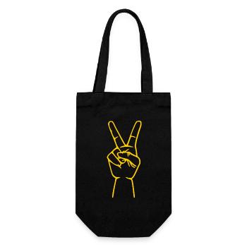 Peace Peacezeichen hand - Geschenkbeutel für Flaschen - Schwarz - Vorne