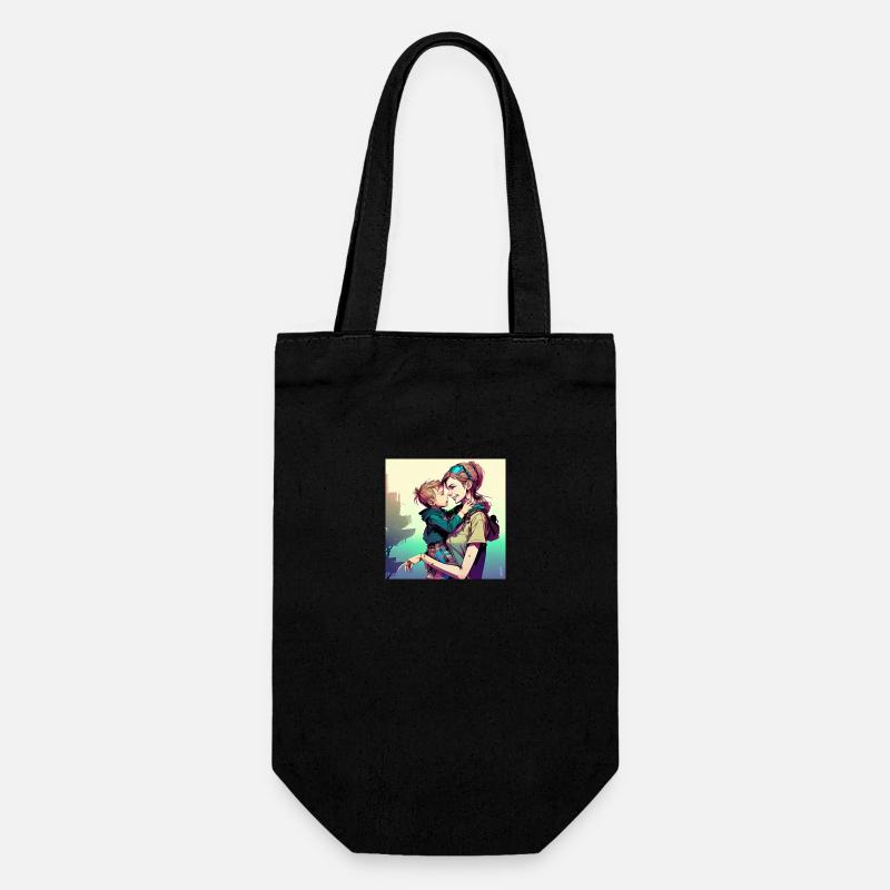 Maman et garçon - Sac à bouteille - noir