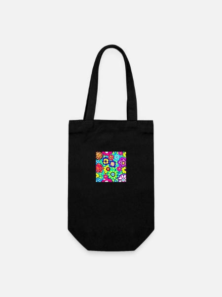 Flower Collage - Geschenkbeutel für Flaschen - Schwarz