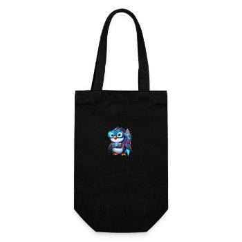 Futuristic Penguin 1 - Gift Bag for Bottles - black - Front