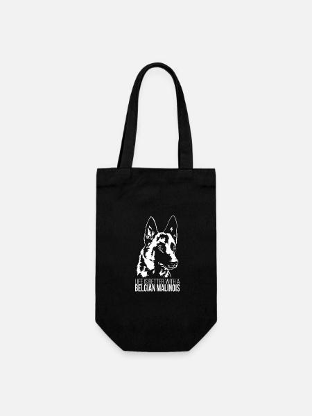 Belgian Malinois life is better Hunde Wilsigns - Geschenkbeutel für Flaschen - Schwarz