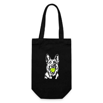 Malinois Ball Balljunkie Hunde Wilsigns - Geschenkbeutel für Flaschen - Schwarz - Vorne