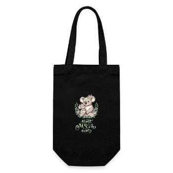 Best Mom Ever Koala Embrace Floral Wreath - Geschenkbeutel für Flaschen - Schwarz - Vorne