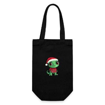 Chameleon Weihnachten Comic - Geschenkbeutel für Flaschen - Schwarz - Vorne